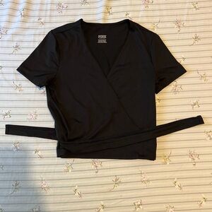 PINK Victoria's Secret Black Wrap Blouse